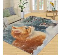SANSJI Tapis de dessin animé pour chambre à coucher, tapis imprimé chat pour salon, tapis d'hiver, tapis d'intérieur lavable, antidérapant et à poils courts et décoration d'intérieur, 152,4 x 228,6 cm