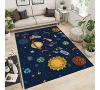SANSJI Tapis de Enfant Fusée Spatiale Sombre, Tapis avec Dos en Caoutchouc Antidérapant, Technologie Simple De Dessin Animé Antidérapant Tapis Intérieur - pour Commercial de Bureau 100 x 150 cm