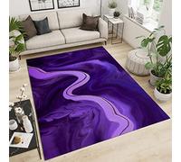 SANSJI Tapis de Enfant Noble Lumière Luxe Classique, Tapis avec Dos en Caoutchouc Antidérapant, Fluide Or Violet Antidérapant Tapis Intérieur - pour Commercial de Bureau 100 x 150 cm
