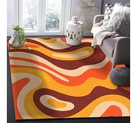 SANSJI Tapis de Enfant Orange Rouge Jaune Swirl Graffiti, Tapis Moquette de Chambre à Poils Ras, Art Abstrait Moderne Antidérapant Tapis Intérieur - pour Chambre à Coucher de Salon 180 x 250 cm