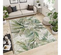 SANSJI Tapis de Enfant Plantes De La Jungle Verte D'été, Tapis avec Dos en Caoutchouc Antidérapant, Forêt Minimaliste Abstraite Antidérapant Tapis Intérieur - pour Commercial de Bureau 100 x 150 cm