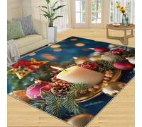 SANSJI Tapis de Noël pour festival d'hiver et décoration d'intérieur, lavable, bleu marine, pour salon, chambre à coucher et tapis d'intérieur