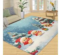 SANSJI Tapis de Noël pour salon, chambre d'enfant, lavable, antidérapant et à poils ras - Motif dessin animé - 228,6 x 387,2 cm