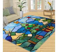 SANSJI Tapis de sapin de Noël de 90 x 150 cm, tapis abstrait pour salon, chambre à coucher, tapis d'intérieur lavable, antidérapant et à poils ras