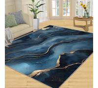 SANSJI Tapis décoratif d'intérieur en marbre bleu, tapis antidérapant doux et à poils ras pour entrée, chambre à coucher, tapis antidérapant doux et à poils ras - Texture pierre nordique - 152,4 x