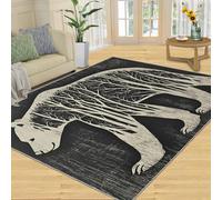 SANSJI Tapis décoratif d'intérieur motif ours des bois, tapis lavable pour salon, chambre à coucher, tapis d'intérieur antidérapant et à poils bas, silhouette d'animaux, cadeau 180 x 270 cm