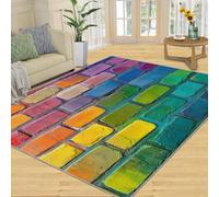 SANSJI Tapis - Décoration d'intérieur et cadeaux, motif graffiti brique, 152,4 x 228,6 cm, tapis coloré pour entrée, chambre à coucher, tapis antidérapant, doux et à poils bas, motif mur graffiti