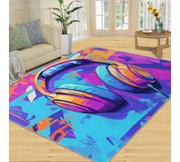 SANSJI Tapis - Décoration d'intérieur hip-hop musicale graffiti 152,4 x 483,2 cm, tapis lavable pour chambre à coucher, tapis d'intérieur antidérapant et à poils ras - Cadeaux de graffiti colorés