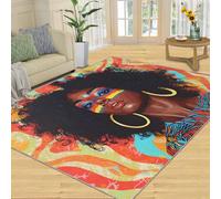 SANSJI Tapis - Décoration d'intérieur tendance pour fille - 180 x 270 cm - Tapis lavable pour chambre à coucher - Tapis antidérapant à poils courts et facile d'entretien - Femme africaine