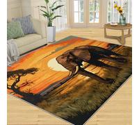 SANSJI Tapis éléphant décoration d'intérieur 152,4 x 453,4 cm, tapis lavable pour chambre à coucher, tapis d'intérieur antidérapant et à poils ras - Motif éléphant d'Afrique - Cadeau paysage coucher