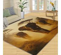 SANSJI Tapis - Éléphant Décoration d'intérieur et cadeaux, 152,4 x 228,6 cm, tapis lavable pour chambre à coucher, tapis antidérapant, doux et à poils ras - Motif éléphants d'Afrique - Paysages
