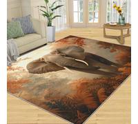 SANSJI Tapis éléphant pour décoration d'intérieur, 180 x 270 cm, tapis lavable pour chambre à coucher, tapis antidérapant, poils courts et facile d'entretien, motif éléphants d'Afrique