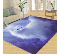 SANSJI Tapis imprimé chat et décoration d'intérieur - 152,4 x 228,6 cm - Tapis violet mystérieux pour entrée, chambre à coucher, tapis mignon motif chat - Tapis lavable antidérapant doux à poils