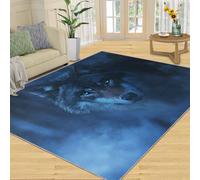 SANSJI Tapis imprimé loup mystérieux pour chambre à coucher, salon, tapis d'intérieur lavable, antidérapant et à poils ras - 152,4 x 453,4 cm - Bleu