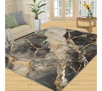 SANSJI Tapis marbré 180 x 200 cm, texture de pierre pour chambre à coucher, tapis d'art craquelé pour salon, tapis d'intérieur lavable, antidérapant et à poils ras