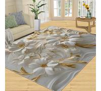 SANSJI Tapis - Motif floral en relief pour décoration d'intérieur et cadeaux, 160 x 230 cm, tapis lavable pour chambre à coucher, tapis antidérapant, poils courts et facile d'entretien, fleurs