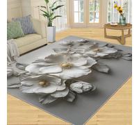 SANSJI Tapis - Motif floral en relief pour décoration d'intérieur et cadeaux, 90 x 150 cm, tapis lavable pour chambre à coucher, tapis antidérapant, poils courts et facile d'entretien, motif floral