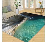 SANSJI Tapis naturel pour salon, chambre à coucher - Tapis naturel lavable - Antidérapant et à poils courts - Décoration d'intérieur - Vert sarcelle - 152,4 x 453,2 cm