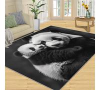 SANSJI Tapis Panda pour chambre à coucher - Noir et blanc - Lavable - Motif ours - Antidérapant - Doux - Tapis d'intérieur et décoration d'intérieur