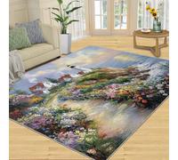 SANSJI Tapis - Paysage de bord de mer, décoration d'intérieur et cadeaux, tapis nautique phare, tapis lavable pour chambre à coucher, tapis antidérapant, poils courts et facile d'entretien, rétro