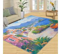 SANSJI Tapis - Paysage de bord de mer - Tapis décoratif d'intérieur antidérapant et à poils ras - Tapis lavable pour chambre à coucher - Tapis d'intérieur antidérapant et à poils courts - Motif
