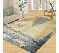 SANSJI Tapis - Paysage du lac - Tapis décoratif d'intérieur - Tapis décoratif d'intérieur antidérapant et à poils courts - Motif bouleau d'automne - Tapis lavable pour chambre à coucher - Tapis