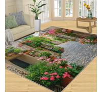 SANSJI Tapis - Paysage italien - Décoration d'intérieur et cadeaux, 90 x 150 cm, tapis lavable pour chambre à coucher, tapis antidérapant, poils courts et facile d'entretien, paysage de ville rustique