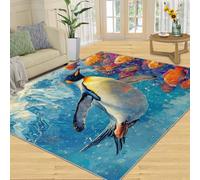SANSJI Tapis pingouin pour salon, chambre à coucher, lavable, imprimé animal, antidérapant, doux, à poils courts et décoration d'intérieur