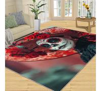 SANSJI Tapis pour fille gothique - Décoration d'intérieur et cadeaux - Tapis lavable pour chambre à coucher - Tapis antidérapant à poils courts et facile d'entretien - Motif tête de mort mexicaine