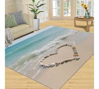 SANSJI Tapis romantique pour décoration d'intérieur, plage, 150 x 180 cm, tapis lavable pour salon, chambre à coucher, tapis d'intérieur antidérapant et à poils ras - Cadeaux de l'océan naturel