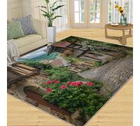 SANSJI Tapis rustique lavable pour chambre à coucher, tapis antidérapant à poils courts et facile d'entretien, motif paysage de rues, 180 x 270 cm, cadeau paysage italien