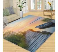 SANSJI Tapis rustique pour décoration d'intérieur, 228,6 x 357,2 cm, tapis lavable pour salon, chambre à coucher, tapis d'intérieur antidérapant et à poils ras du soleil, cadeaux paysages
