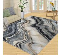 SANSJI Tapis texturé en pierre pour chambre à coucher, salon, rayures abstraites, antidérapant, lavable, à poils courts