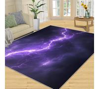 SANSJI Tapis violet pour salon Lightning Rug Fantasy Tapis lavable pour chambre à coucher Tapis d'intérieur antidérapant et à poils courts
