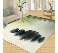 SANSJI Tapis Zen Home Decor Tapis traditionnel asiatique pour salon, chambre à coucher, tapis d'intérieur antidérapant et à poils ras lavables, pour salon, vert oriental, 200 x 290 cm, cadeau vert