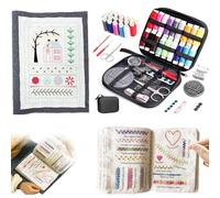 SansRealmL Livre de Points de Broderie, Kit pour Débutants, Portable avec Instructions Étape par Étape, Inclut Modèles & Outils de Couture, Idéal Adultes & Amateurs Créer