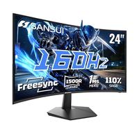 SANSUI Moniteur de jeu incurvé FHD 1080P 24 pouces 160 Hz 1 ms 1500R Fast VA Freesync HDR 3000:1 Rapport de contraste HDMI2.0 DP1.4 Compatible VESA (câble HDMI ES-G24C1L