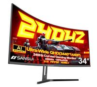 SANSUI Moniteur de jeu ultra large UWQHD 3440 x 1440p 240 Hz, moniteur incurvé 21:9 2K 1500R, VA rapide, PIP/PBP, réticule AI, AIPQ (amélioration visuelle), MPRT 1 ms, HDR, HDMI 2.1 x 2, DP1.4 x 2