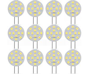 SANSUN Lot de 12 ampoules LED G4 2 W équivalent halogène 20 W G4/GU4/GZ4 à double broche AC/DC12 V 4000 K grand angle 120 ° non réglable (lumière du jour blanc froid)
