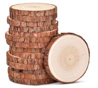 SANSWUNIU 30 Pièces Tranches de Bois Naturel，Non Finis Rondelle Rond en Bois，sans Trou Cercle Bois，pour Les Arts l'artisanat Décorations Noël Artisanat Bricolage (Size:7-8cm（2.8-3.2in）)