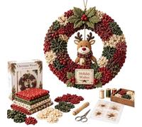 Santa 3D Fabric Poke Art Kit, Christmas Wreath DIY Kit for Adults (Type A) | Create a 40 cm Santa Christmas wreath through hands-on fabric poke work, then display the finished seasonal decoration.