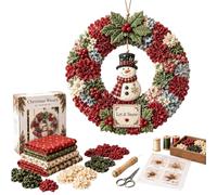Santa 3D Fabric Poke Art Kit, Christmas Wreath DIY Kit for Adults (Type B) | Create a 40 cm Santa Christmas wreath through hands-on fabric poke work, then display the finished seasonal decoration.