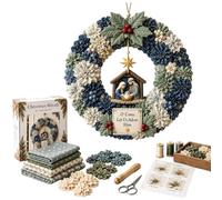 Santa 3D Fabric Poke Art Kit, Christmas Wreath DIY Kit for Adults (Type E) | Create a 40 cm Santa Christmas wreath through hands-on fabric poke work, then display the finished seasonal decoration.