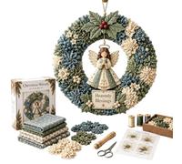 Santa 3D Fabric Poke Art Kit, Christmas Wreath DIY Kit for Adults (Type F) | Create a 40 cm Santa Christmas wreath through hands-on fabric poke work, then display the finished seasonal decoration.