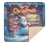 Santa at Christmas Store Tapis de jeu en mousse souple pour l'intérieur et l'extérieur Tapis d'activités confortable pour bébés, nourrissons et tout-petits, 127 x 127 cm