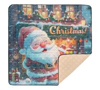 Santa at Christmas Storefront Grand tapis de gym et d'activités pour l'intérieur et l'extérieur Léger pour nouveau-nés, bébés, nourrissons et tout-petits, 127 x 127 cm