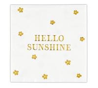 Santa Barbara Design Studio Lot de 20 serviettes en papier 3 plis, à motif Hello Sunshine, blanc et doré, 12,7 x 12,7 cm, blanc et doré