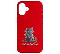 Santa Cat Talk to The Paw Funny Christmas Cool Cat Lover Coque pour iPhone 16