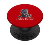Santa Cat Talk to The Paw Funny Christmas Cool Cat Lover PopSockets PopGrip Adhésif