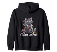Santa Cat Talk to The Paw Funny Christmas Cool Cat Lover Sweat à Capuche